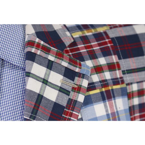 Etienne Aigner Men's Patchwork Madras Red Blue Plaid Cotton Blazer Large 44R - Picture 5 of 9